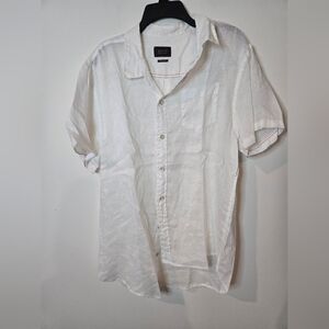 Jachs New York Classic Fit Mens Button Down White Linen Shirt Size Large